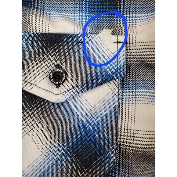 Dixxon‎ Flannel West Coast Customs Blue Black White Plaid Women's Small Button - Picture 6 of 13